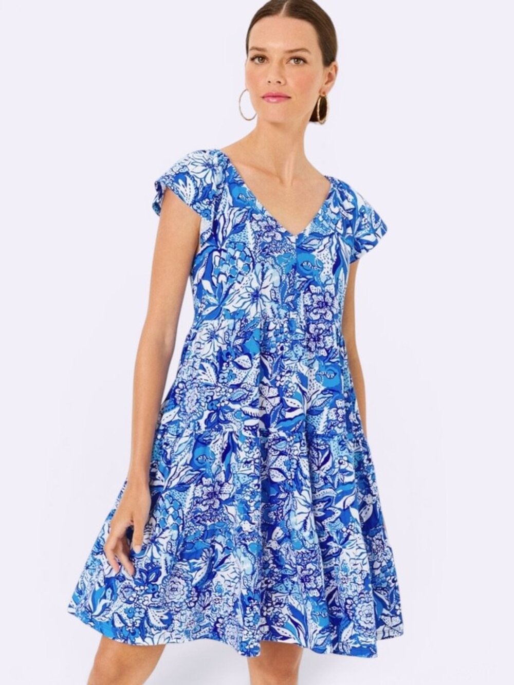 Lilly Pulitzer Women's KAWAI Flutter Sleeve Dress Flocking Fabulous XL New